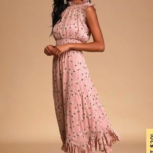 Lulus Mauve Pink Floral Midi Dress